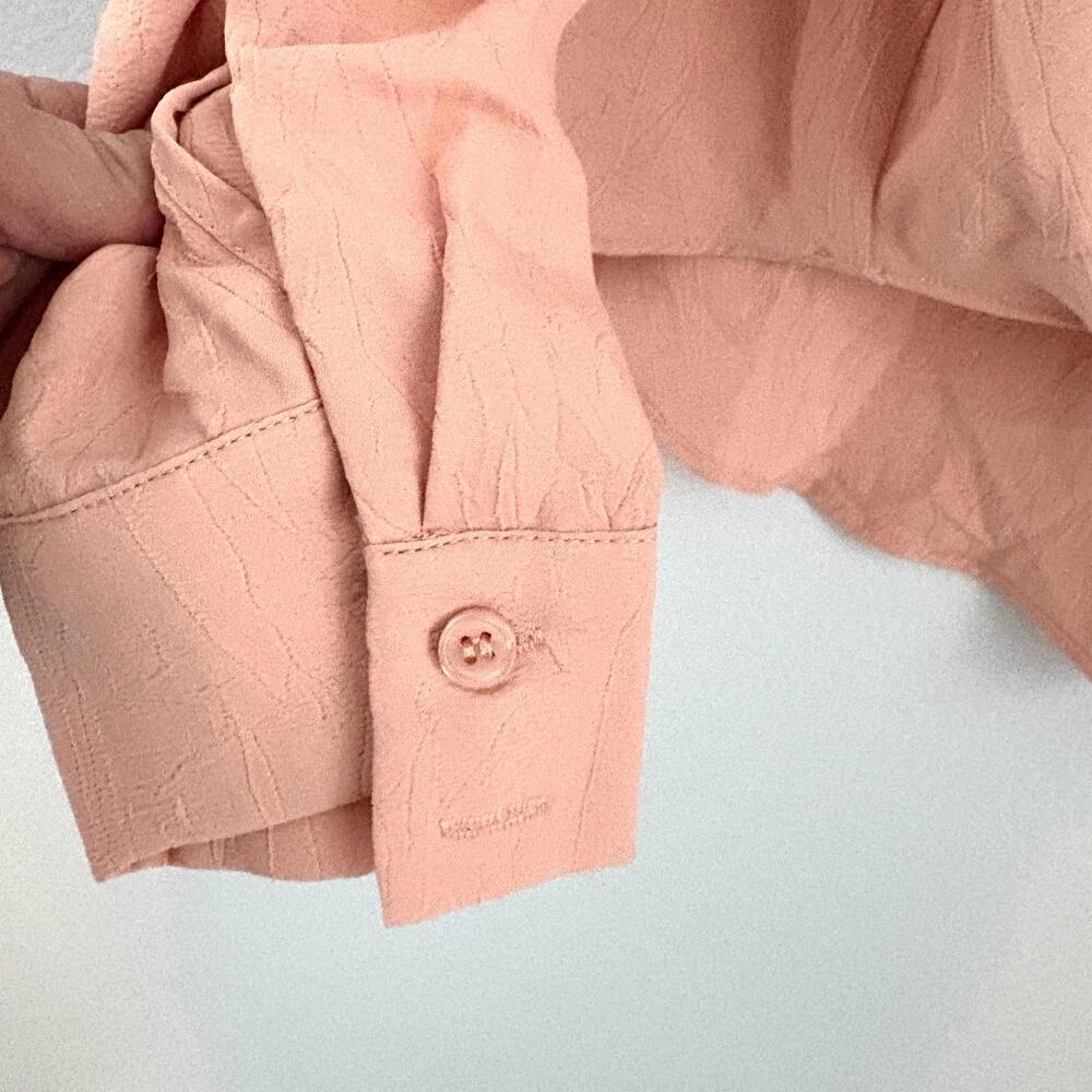 entro | Women’s Oversized Long Sleeve Button Front Gather Peach Shirt Size S - Picture 3 of 7